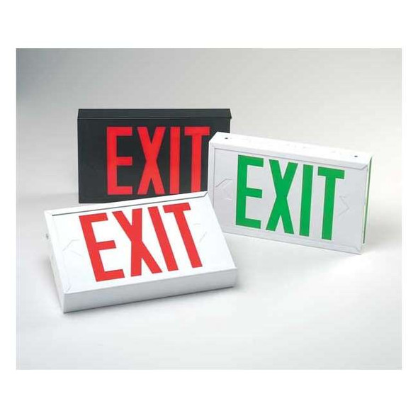 Exit Sign, Black, 2 Face(s), LED, Universal Mount, Not Battery Powered
