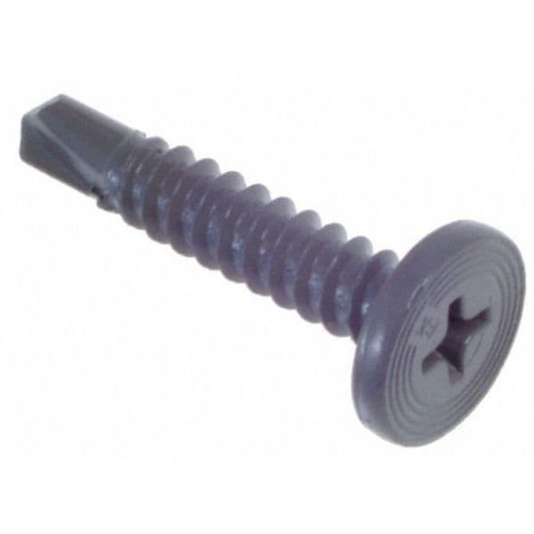 Self-Drilling Screw, #12 x 1 in, Gray Spex Steel Pan Head Combination Phillips/Square Drive, 500 PK