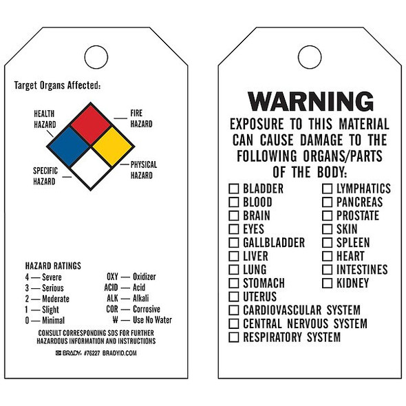 Brady Tag,Right To Know,PK25 76227 Brady Tag,Right To Know,PK25 76227