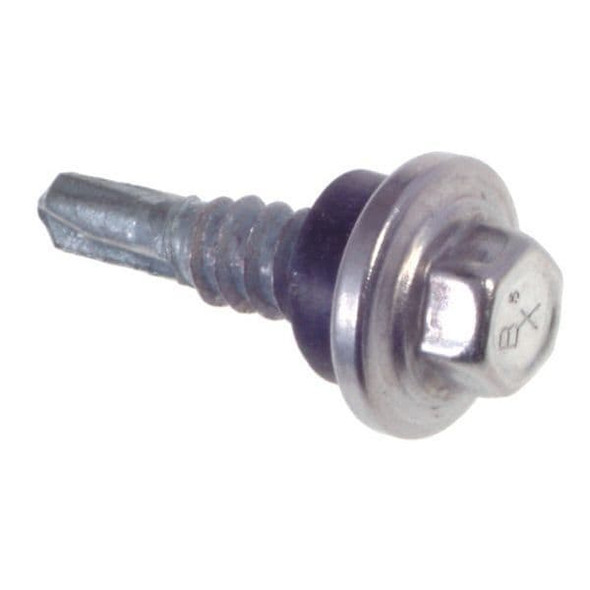 Self-Drilling Screw, 1/4" x 1-1/8 in, Climaseal Steel Flange Hex Head External Hex Drive, 250 PK