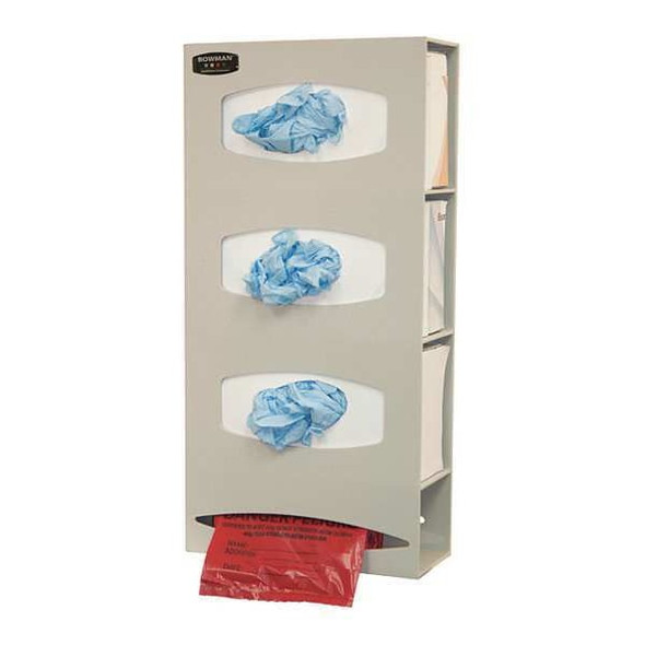 Glove Dispenser, ABS, Holds (3) Boxes, Bag Roll ,Beige ,20-1/2 in H x 10-1/8 in W x 4 in D