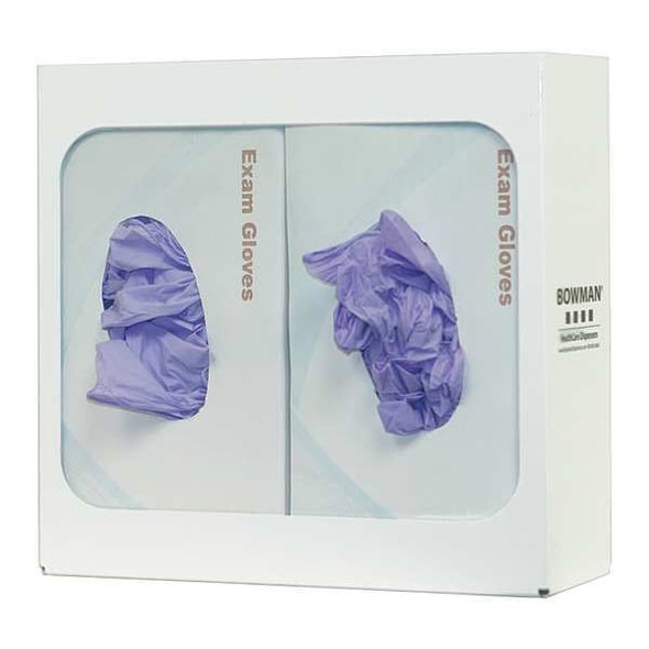 Glove Dispenser, Steel, Holds (2) Boxes ,White ,10 in H x 10-5/8 in W x 3-7/8 in D
