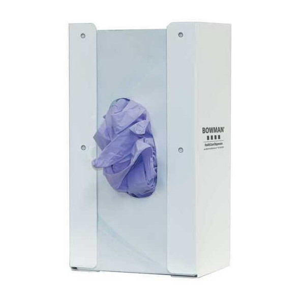 Glove Dispenser, Steel, Holds (1) Box ,White ,10 in H x 5-5/8 in W x 3-7/8 in D