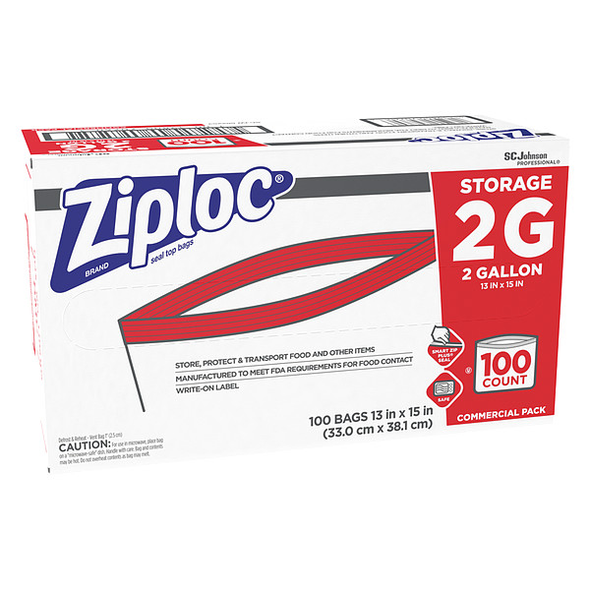 Ziploc Reclosable Bag, 15 in L, 13 in W, PK100 682253 Ziploc Reclosable Bag, 15 in L, 13 in W, PK100 682253