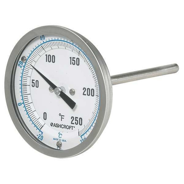 Ashcroft Dial Thermometer,50 to 550 deg. F 30EI60R