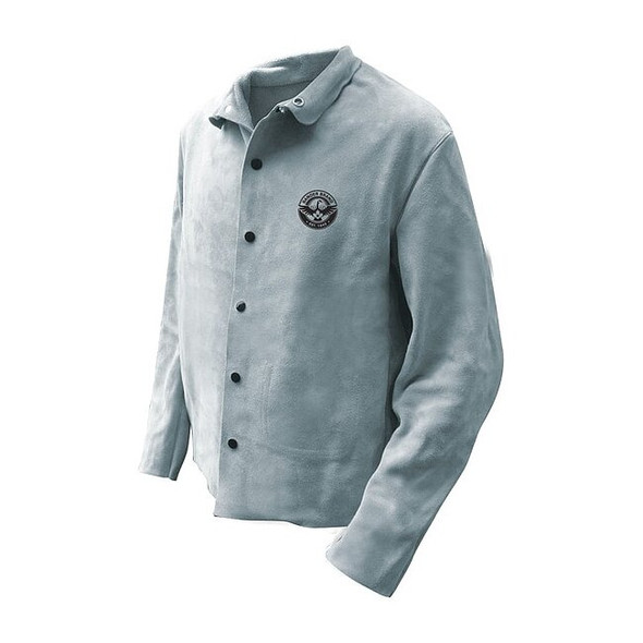 Welding Jacket, Cowhide, Snaps Closure, Inside Pocket Pockets, Gray, 5XL
