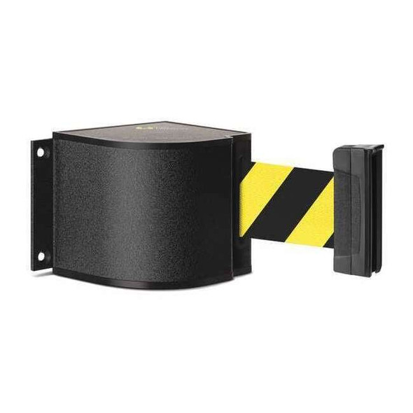 Retractable Belt Barrier, Black, 18 ft Length, No Legend, Wrinkle