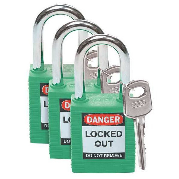 Brady Lockout Padlock,KA,Green,1-3/4"H,PK3 105889 Brady Lockout Padlock,KA,Green,1-3/4"H,PK3 105889