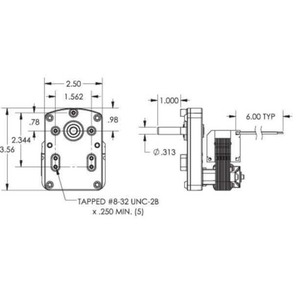 Dayton AC Gearmotor, Nameplate RPM 4, 0.32A,115V 52JE17