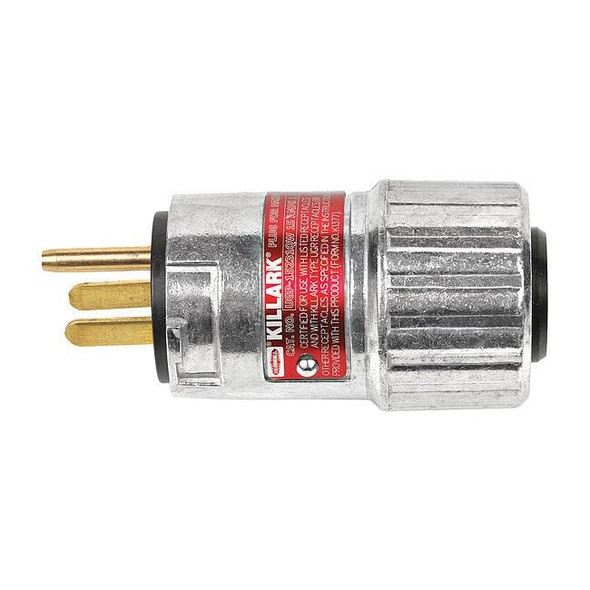 Hubbell Killark Straight Blade Plug, 1 hp, 15 A, Gray UGP-15231QWWW
