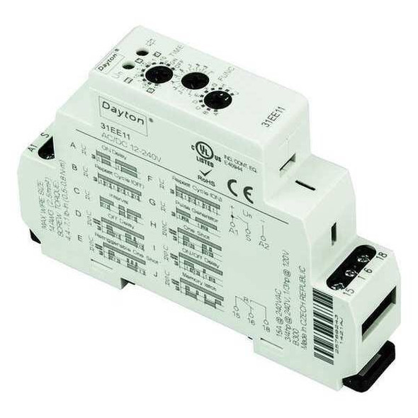 Multifunction Time Delay Relay, 10 Functions 12 to 240V AC/DC, SPDT