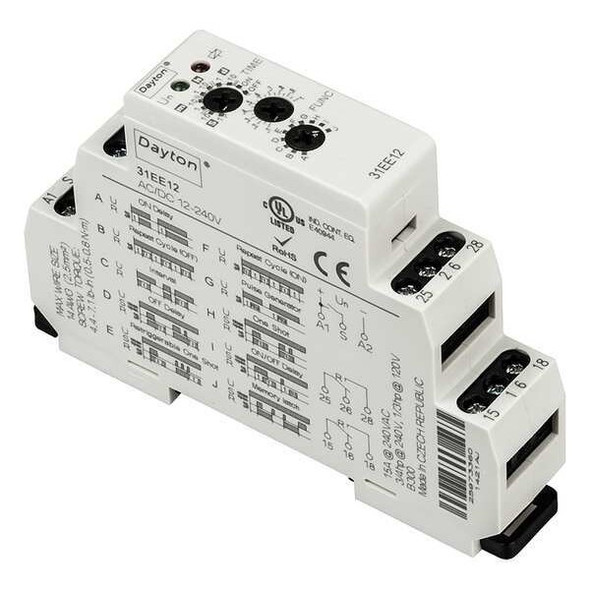 Multifunction Time Delay Relay, 10 Functions 12 to 240V AC/DC, DPDT