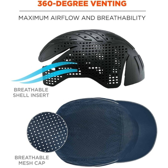 Bump Cap, Long Brim Baseball, Polyethylene, Hook-and-Loop Suspension  8965