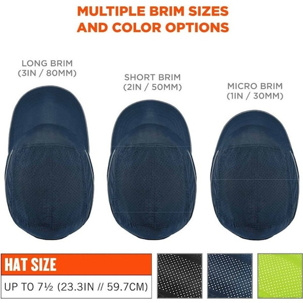 Ergodyne Bump Cap, Short Brim Baseball, Polyethylene, Hook-and-Loop Suspension 8955