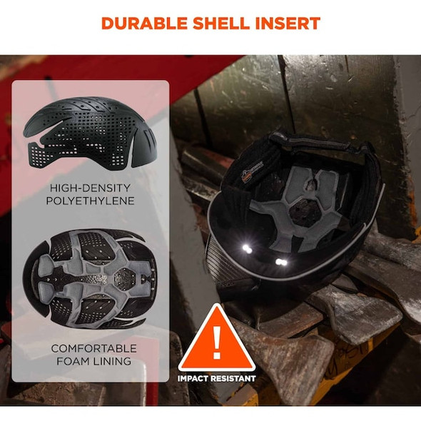 Ergodyne Bump Cap, Short Brim Baseball, Polyethylene, Hook-and-Loop Suspension 8965