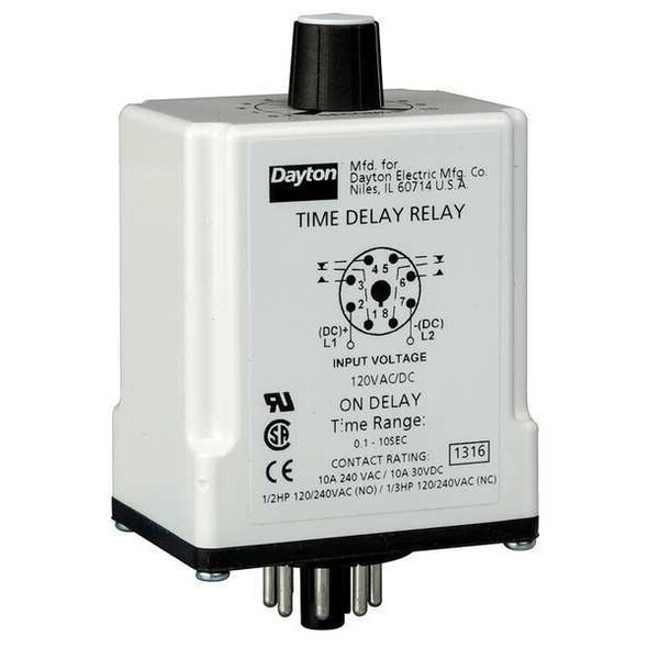 Single Function Time Delay Relay, Octal, On Delay, 1 Functions 24V AC/DC, DPDT