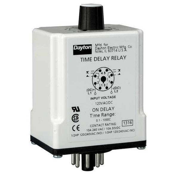 Single Function Time Delay Relay, Octal, On Delay, 1 Functions 24V AC/DC, DPDT