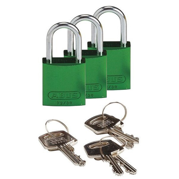 Brady Lockout Padlock,KA,Green,1-7/16"H,PK3 133281 Brady Lockout Padlock,KA,Green,1-7/16"H,PK3 133281