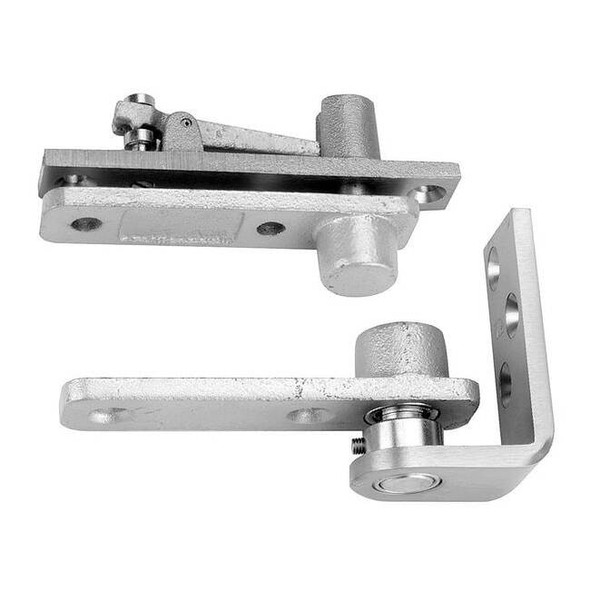 Pivot Hinge, Steel, Center Hung Mounting, 7/8 in Leaf W x Dull Chrome