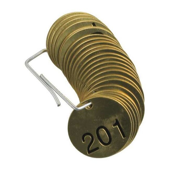 Brady Numbered Tag Set,201 to 225,25 Tags, PK25 23208