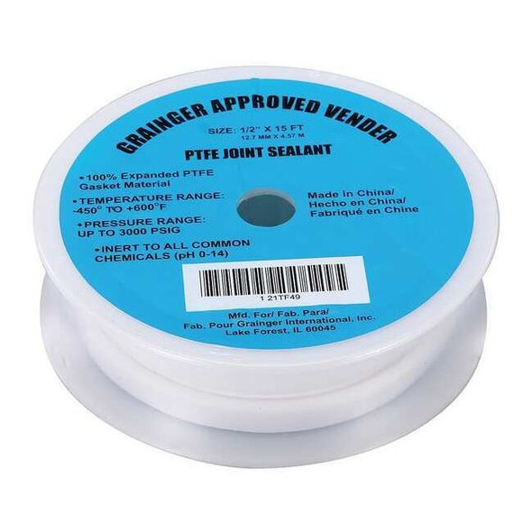 Manufacturer Varies PTFE Joint Sealant,1/2 x 15 Ft 21TF49