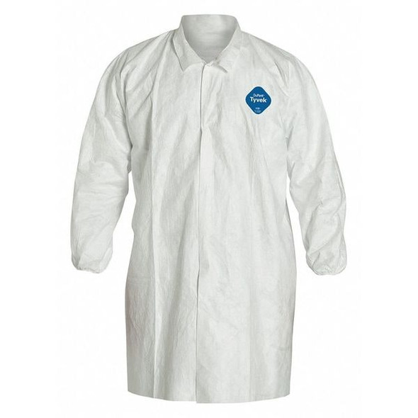 Tyvek 400 Disposable Lab Coat, Tyvek(R) 400, Snaps Closure, White, 2XL, 30 PK