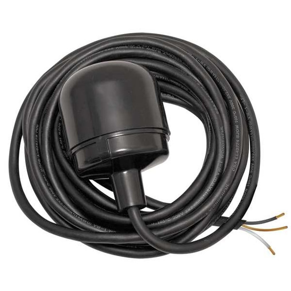 Dayton Float Switch, 115/230VAC, 20 ft Cord, 13 A, Wire Leads 6PNV7