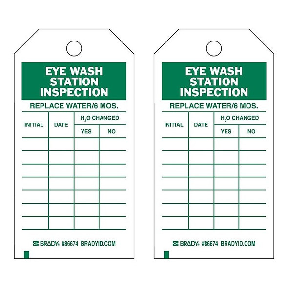 Tag, Inspection, Paper, 5 3/4 in H x 3 in W, Green on White, Rectangle, 100 PK