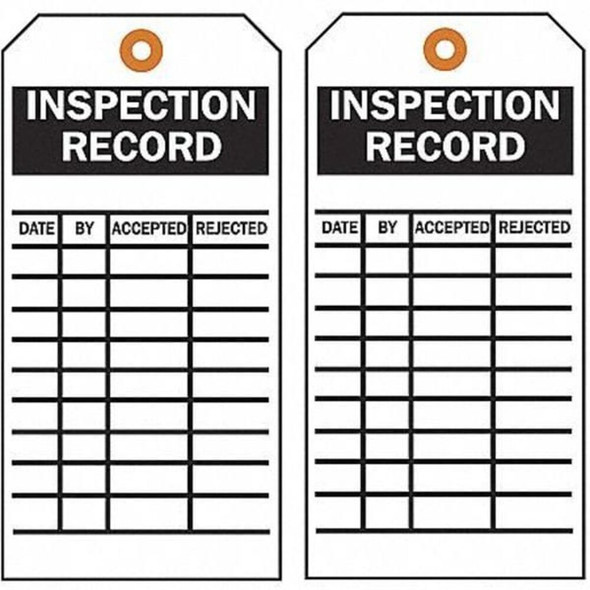 Tag, Inspection, Paper, 5 3-4 in H x 3 in W, Green on White, Rectangle, 100 PK  86674