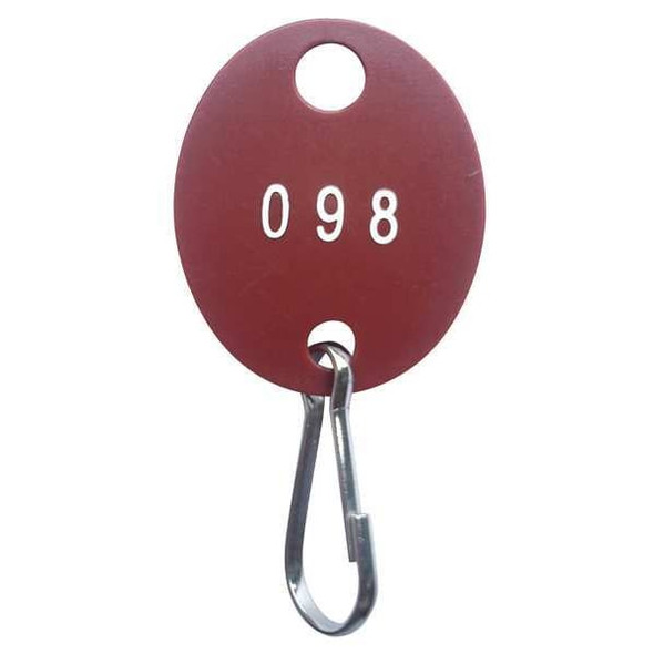 Manufacturer Varies Key Tag, Red, Plastic, Oval, Nickel Plated 100 PK 33J885