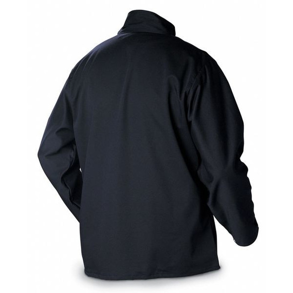 Welding Jacket, Cotton, 9 oz, 30 in Length, Snaps Closure, 1 Pockets, Navy, 3XL