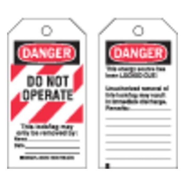Brady Danger Tag,5-3/4 x 3 In,OSHA,Brs,PK25, 66063 66063