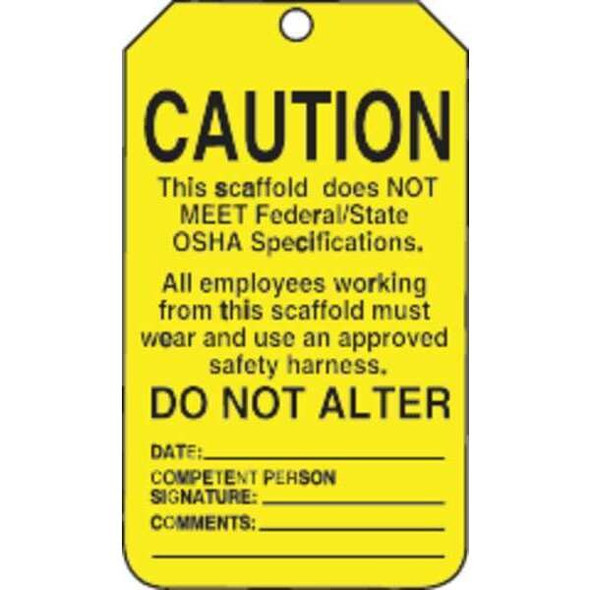 Accuform Caution Tag,5 3/4in H,3 1/4in W,PK25 TSS102PTP