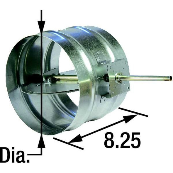 Dayton Volume Control Damper,8-1/4"D,8"Duct Dia 3HGN8