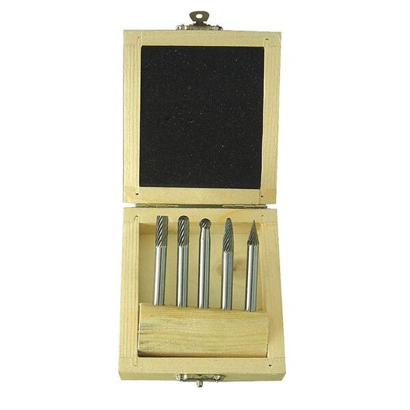 Westward Carbide Bur Set,Single Cut,1/4 In,5 Pcs 2LYT2