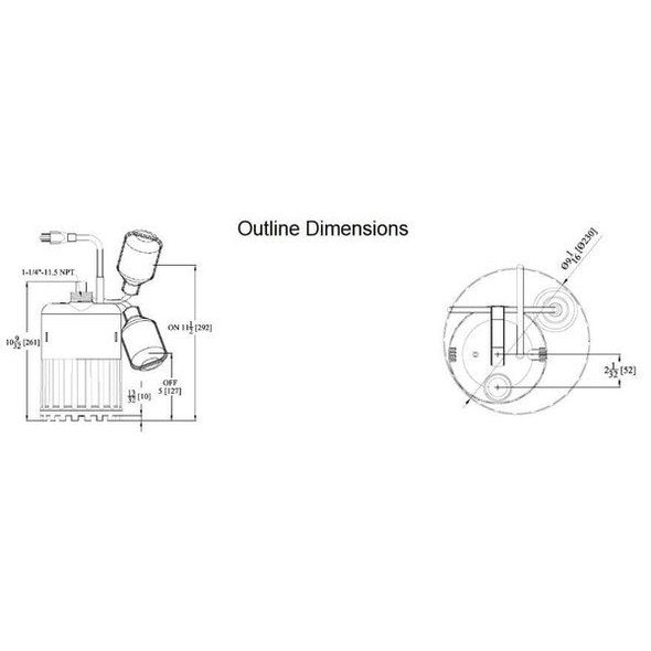 Dayton 1/4 HP 1-1/4" M Submersible Sump Pump 120V AC Tether 3YU66