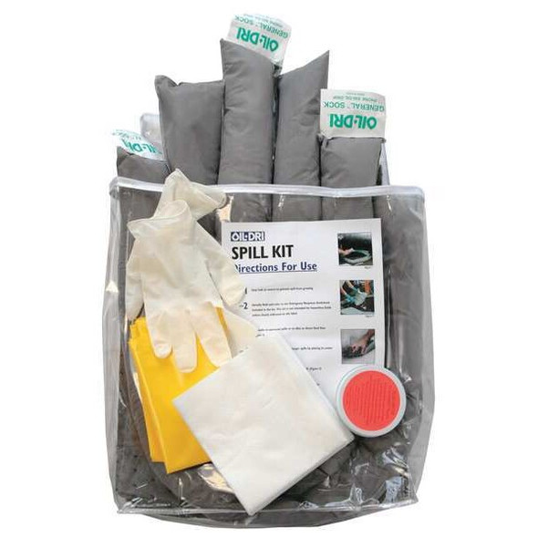 Oil-Dri Spill Kit, 7 gal Volume Absorbed per Kit, Bag, Clear L90671