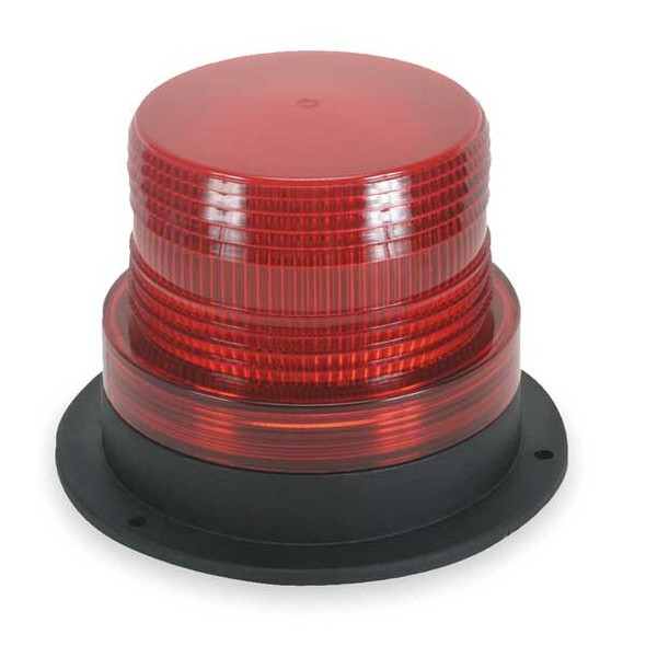 Warning Light, Red, Strobe Tube, 12 to 80V DC, 72 FPM, 5 in Dia., Surface
