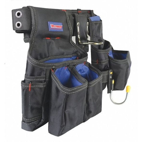 Westward Tool Belt, Tool Belt, Blue, Black, 600D Polyester, 13 Pockets 5MZL1