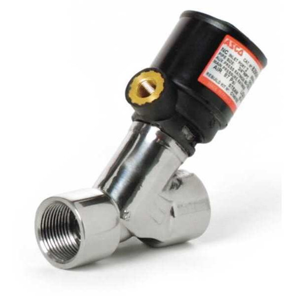 Asco RedHat Angle Body Piston Valve,SS,NC,1/2 In 8290A792