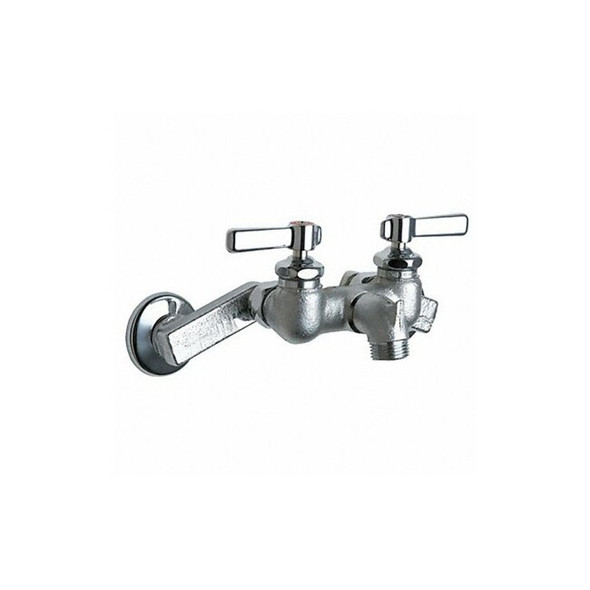 Straight Service Sink Faucet, 4" to 8-3/8" Mount, Polished Chrome 2 Hole