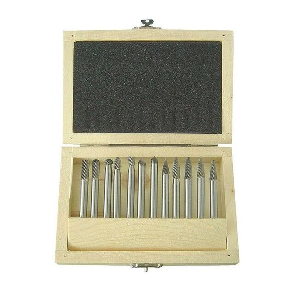 Westward Carbide Bur Set,Single Cut,1/4 In,12 Pcs 2LYR5
