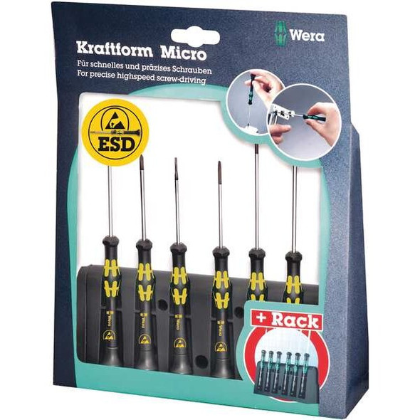 Wera ESD Screwdriver Set,Slotted/Phillips,6 pcs 05030170001