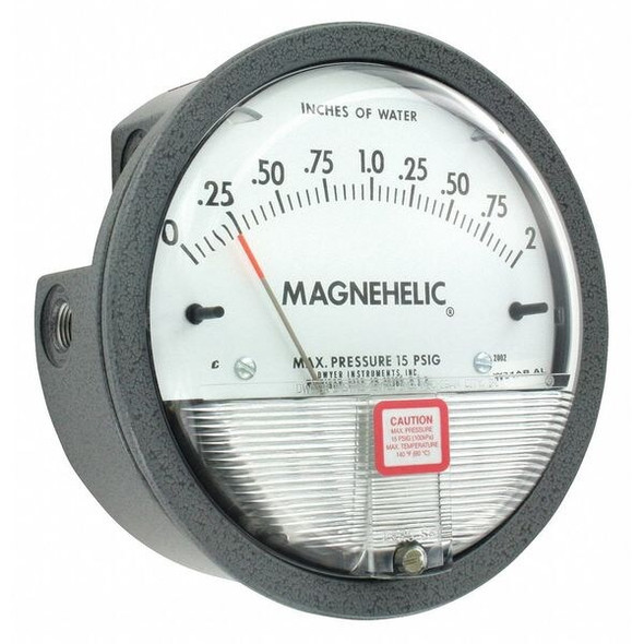 Dwyer Instruments Pressure Gauge,0 to 2 In H2O 2002