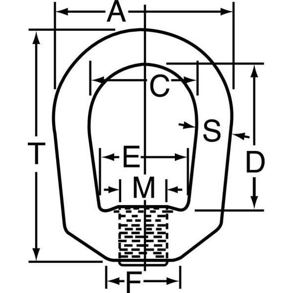 Oval Eye Nut, 5/8"-11 Thread Size, 3/4 in Thread Lg, 316 Stainless Steel, Plain
