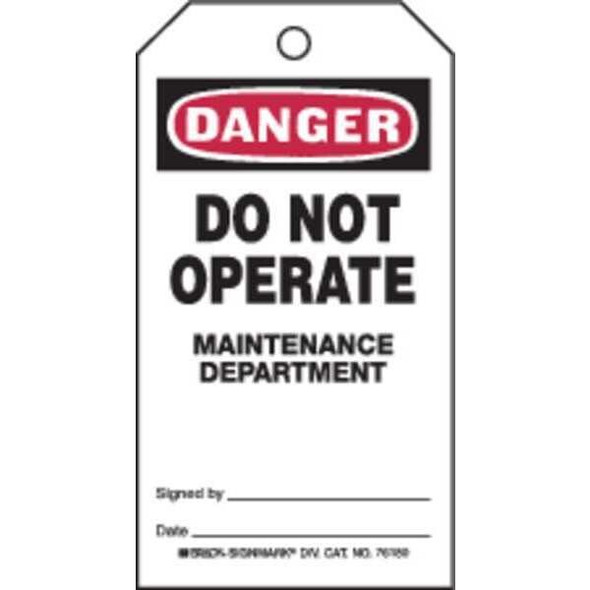 Brady Danger Tag,5-3/4 x 3 In,Do Not Opr,PK25, 76180 76180