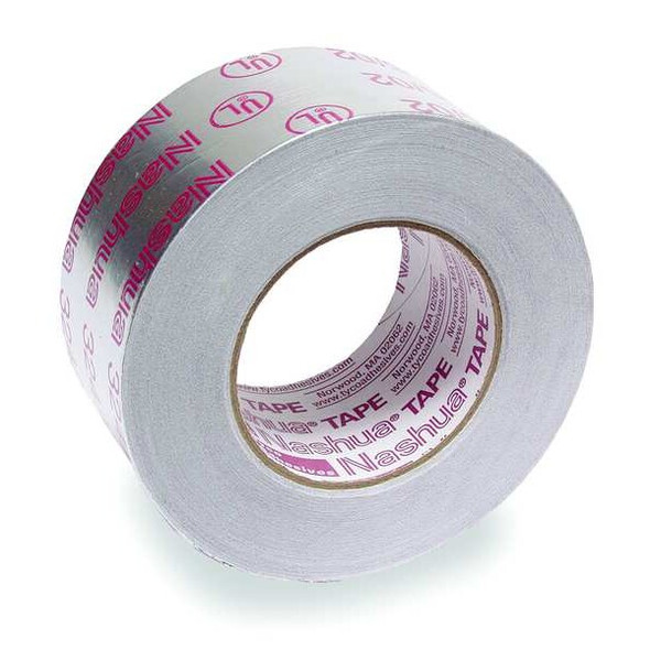 UL- Printed Foil Tape, 2 1/2 in W x 60 yd L, 4.8 mil Thick, Silver, 1 Pk