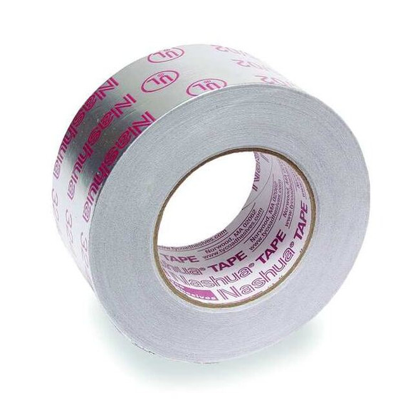 UL- Printed Foil Tape, 2 1/2 in W x 60 yd L, 4.8 mil Thick, Silver, 1 Pk