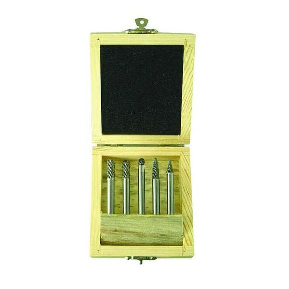 Westward Carbide Bur Set,Dbl Cut,1/4 In,5 Pcs 2LYT3