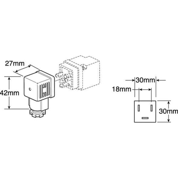Parker Solenoid Coil Connector, 3 Pin, 30 mm PS203279BP